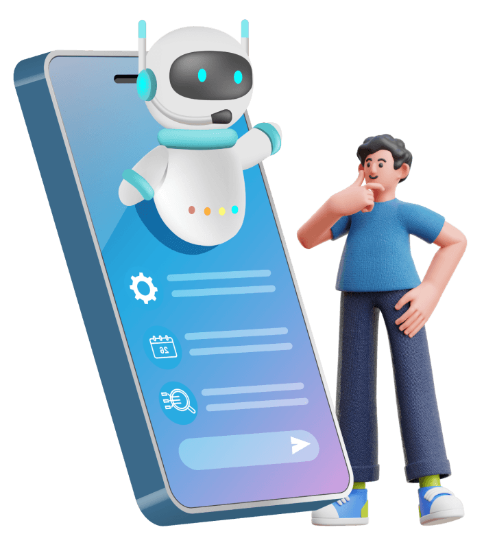 Automated click-to-chat lead conversation with a handoff to a live agent.