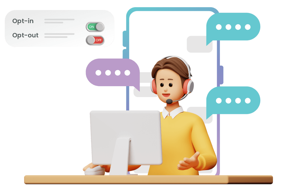 Customer messaging with opt-in and opt-out controls.